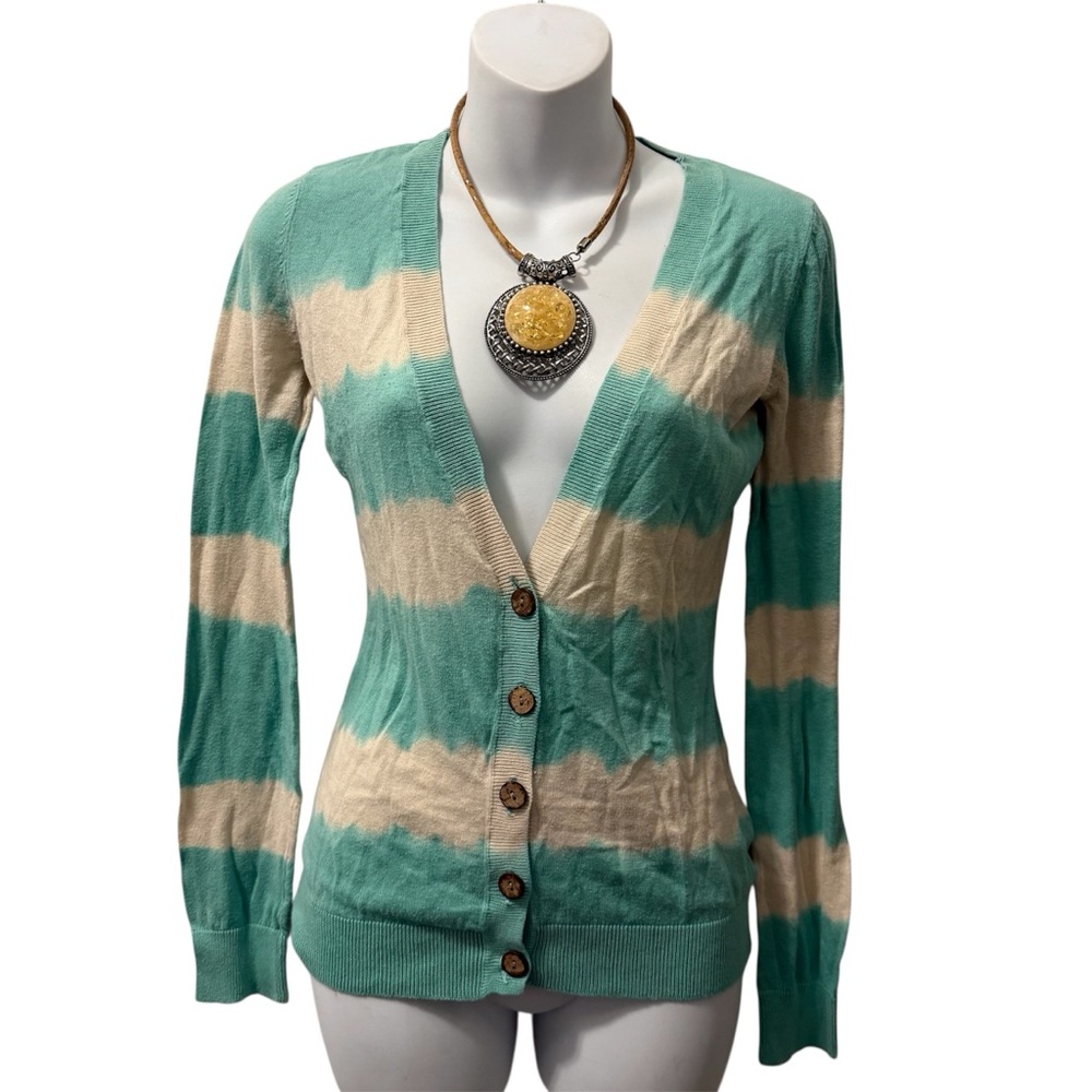 Striped Green and Cream Cardigan